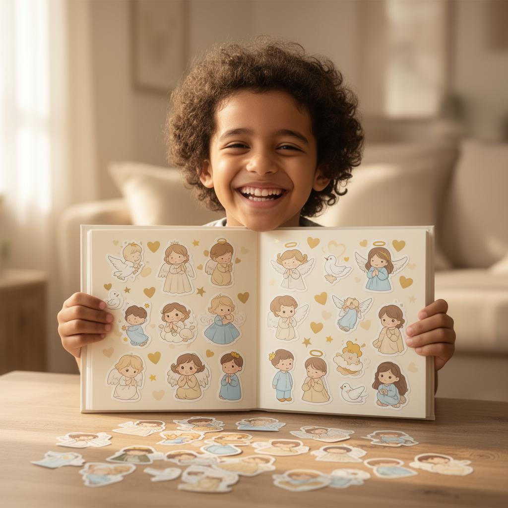 Criança feliz com o livro de colorir